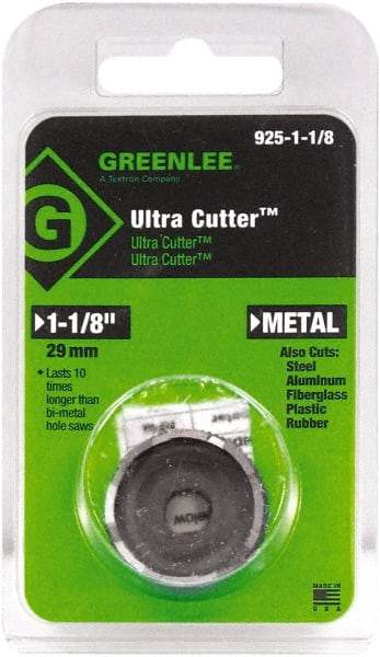 Greenlee - 1-1/8" Diam, 0.53" Cutting Depth, Hole Saw - High Speed Steel Saw, Toothed Edge - Strong Tooling