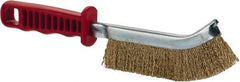 JAZ USA - Brass Coated Steel Crimped Wire Scratch Brush - 5" Brush Length x 5" Brush Width, 10" OAL, 1-1/8" Trim Length, Plastic Handle - Strong Tooling