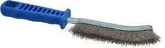 JAZ USA - Stainless Steel Crimped Wire Scratch Brush - 5" Brush Length x 5" Brush Width, 10" OAL, 1-1/8" Trim Length, Plastic Handle - Strong Tooling