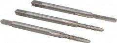 Interstate - #4-40 UNC, 3 Flute, Bottoming, Plug & Taper, Bright Finish, High Speed Steel Tap Set - Right Hand Cut, 1-7/8" OAL, 9/16" Thread Length - Exact Industrial Supply