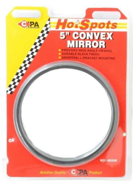 Value Collection - Automotive Full Size Convex Round Mirror with L Bracket - Black, 5" Mirror Diam - Strong Tooling