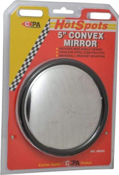 Value Collection - Automotive Full Size Convex Round Mirror with L Bracket - Stainless Steel, 5" Mirror Diam - Strong Tooling