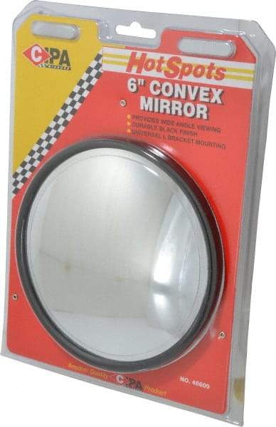 Value Collection - Automotive Full Size Convex Round Mirror with L Bracket - Black, 6" Mirror Diam - Strong Tooling