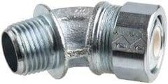 Cooper Crouse-Hinds - 1/4 to 0.35" Cable Capacity, Liquidtight, Elbow Strain Relief Cord Grip - 1/2 NPT Thread, 1-25/32" Long, Malleable Iron - Strong Tooling