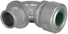 Cooper Crouse-Hinds - 0.45 to 0.56" Cable Capacity, Liquidtight, Elbow Strain Relief Cord Grip - 1/2 NPT Thread, 1-13/16" Long, Malleable Iron - Strong Tooling