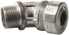 Cooper Crouse-Hinds - 0.45 to 0.56" Cable Capacity, Liquidtight, Elbow Strain Relief Cord Grip - 3/4 NPT Thread, 2-17/32" Long, Malleable Iron - Strong Tooling