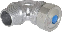 Cooper Crouse-Hinds - 0.35 to 0.45" Cable Capacity, Liquidtight, Elbow Strain Relief Cord Grip - 3/4 NPT Thread, 2-5/16" Long, Malleable Iron - Strong Tooling