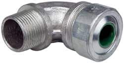 Cooper Crouse-Hinds - 0.45 to 0.56" Cable Capacity, Liquidtight, Elbow Strain Relief Cord Grip - 3/4 NPT Thread, 2-5/16" Long, Malleable Iron - Strong Tooling