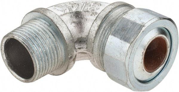 Cooper Crouse-Hinds - 0.55 to 0.65" Cable Capacity, Liquidtight, Elbow Strain Relief Cord Grip - 3/4 NPT Thread, 2-5/16" Long, Malleable Iron - Strong Tooling