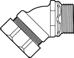 Cooper Crouse-Hinds - 0.15 to 1/4" Cable Capacity, Liquidtight, Elbow Strain Relief Cord Grip - 1/2 NPT Thread, 1-25/32" Long, Malleable Iron - Strong Tooling