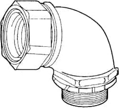 Cooper Crouse-Hinds - 1" Trade, Malleable Iron Threaded Angled Liquidtight Conduit Connector - Noninsulated - Strong Tooling