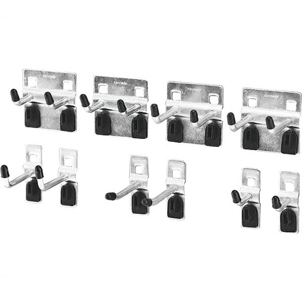 Pegboard Hook Sets; For Use With: Square Peg Hole Tool Boards; Set Type: Tool Holder Sets for Square Peg Hole Tool Boards; Contents: (2) 2″ Double Hook Vertical End; (2) 2-3/8″  Single Hook Angled End; (2) 1″ Single Hook Vertical End; (2) 2″  Single Hook