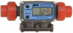 GPI - 1/2" Port Electronic Digital Flowmeter & Totalizer - 150 Max psi, 1.2 to 12 GPM, PVDF - Strong Tooling