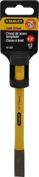 Stanley - 6" OAL x 1/2" Blade Width Cold Chisel - 1/2" Tip, 3/8" Stock, Chrome Vanadium Steel Handle - Strong Tooling