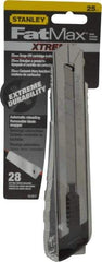 Stanley - Snap Utility Knife - 5-1/2" Blade, Die Cast Aluminum (Color) Aluminum Handle, 4 Blades Included - Strong Tooling