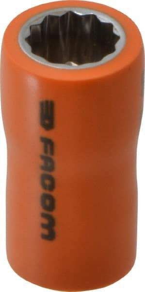 Facom - 3/8" Drive, Standard Hand Socket - 12 Points, 1-13/16" OAL, Alloy Steel - Strong Tooling