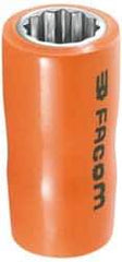 Facom - 3/8" Drive, Deep Hand Socket - 12 Points, 3" OAL, Alloy Steel - Strong Tooling