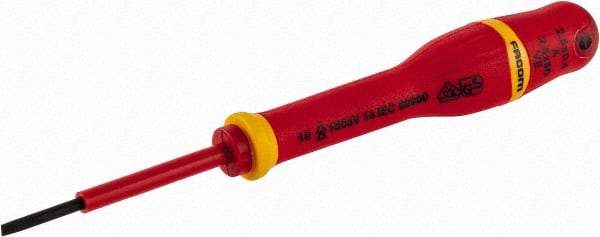 Facom - 150mm OAL Standard Slotted Screwdriver - 100mm Blade Length, Round Shank, Ergonomic Handle - Strong Tooling