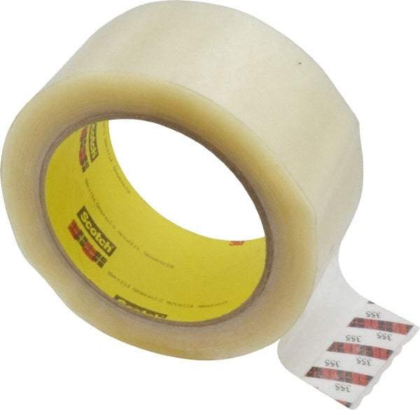 3M - 2" x 55 Yd Clear Rubber Adhesive Sealing Tape - Polyester Film Backing, 3.43 mil Thick, 69 Lb Tensile Strength, Series 355 - Strong Tooling