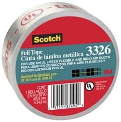 3M - 2-1/2" x 55m Silver Foil Tape - 4.4 mil, Acrylic Adhesive, Aluminum Foil Backing, -20°F to 250°F, Series 3326 - Strong Tooling