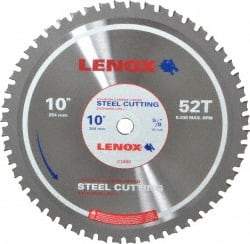 Lenox - 10" Diam, 5/8" Arbor Hole Diam, 52 Tooth Wet & Dry Cut Saw Blade - Titanium Carbide-Tipped, General Purpose Action, Standard Round Arbor - Strong Tooling