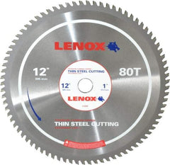 Lenox - 12" Diam, 1" Arbor Hole Diam, 80 Tooth Wet & Dry Cut Saw Blade - Titanium Carbide-Tipped, General Purpose Action, Standard Round Arbor - Strong Tooling