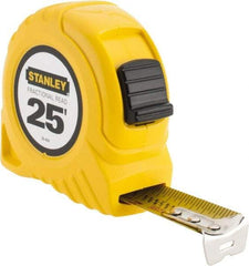 Stanley - 25' x 1" Yellow Blade Tape Measure - 1/16 & 1/8" Graduation, Inch Graduation Style, Yellow Case - Strong Tooling