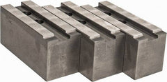 Abbott Workholding Products - 15 to 18" Chuck Capacity, 1.5mm x 60° Serrated Attachment, Square Soft Lathe Chuck Jaw - 3 Jaws, Steel, 1.6929" Btw Mount Hole Ctrs, 6-1/2" Long x 2-1/2" Wide x 3" High, 0.8661" Groove, 0.7874" & 20mm Fastener - Strong Tooling