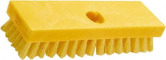 Rubbermaid - 1" Bristle Length, Polypropylene Scrub Brush - 8" OAL, Threaded Handle, Yellow, Plastic Block - Strong Tooling