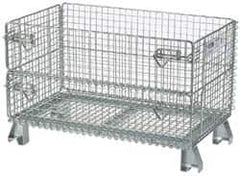 Nashville Wire - 32" Long x 20" Wide x 16" High Steel Basket-Style Bulk Folding Wire Mesh Container - 1,000 Lb. Load Capacity - Strong Tooling