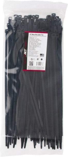 Made in USA - 15.093" Long Black Nylon Standard Cable Tie - 120 Lb Tensile Strength, 1.93mm Thick, 103.19mm Max Bundle Diam - Strong Tooling