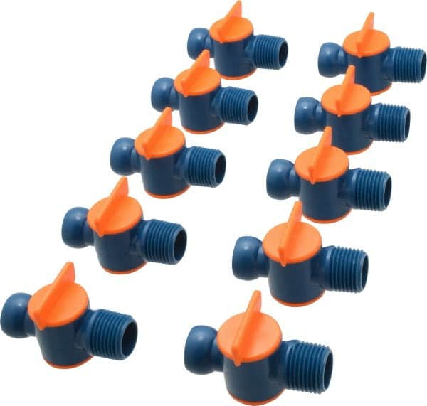 Loc-Line - 10 Piece, 1/2" ID Coolant Hose NPT Valve - Male to Female Connection, Acetal Copolymer Body, 1/2 NPT, Use with Loc-Line Modular Hose Systems - Strong Tooling