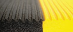 Anti-Fatigue Mat: 720″ Length, 36″ Wide, 1/2″ Thick, Vinyl, Beveled Edge, Medium-Duty Ribbed, Black & Yellow, Dry