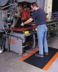 Anti-Fatigue Mat: 900″ Length, 24″ Wide, 9/16″ Thick, Vinyl, Beveled Edge, Heavy-Duty Diamond Plate, Black & Yellow, Dry