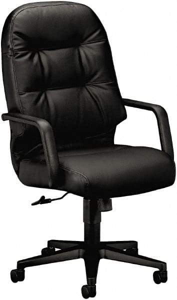 Hon - 25" High Pneumatic Height Adjustable Chair - 22" Wide x 18" Deep, Leather, Memory Foam Seat, Black - Strong Tooling