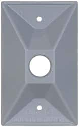 Cooper Crouse-Hinds - 1 Outlet, 1/2" Hole Diam, Powder Coat Finish, Rectangle Noncorrosive Weatherproof Box Cover - 4-1/2" Long x 2-3/4" Wide x 7/8" High, Wet Locations, Aluminum, UL Listed - Strong Tooling