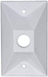 Cooper Crouse-Hinds - 1 Outlet, 1/2" Hole Diam, Powder Coat Finish, Rectangle Noncorrosive Weatherproof Box Cover - 4-1/2" Long x 2-3/4" Wide x 7/8" High, Wet Locations, Aluminum, UL Listed - Strong Tooling