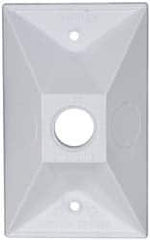 Cooper Crouse-Hinds - 1 Outlet, 1/2" Hole Diam, Powder Coat Finish, Rectangle Noncorrosive Weatherproof Box Cover - 4-1/2" Long x 2-3/4" Wide x 7/8" High, Wet Locations, Aluminum, UL Listed - Strong Tooling