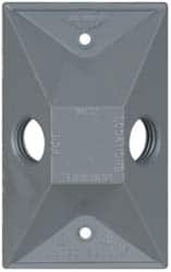 Cooper Crouse-Hinds - 2 Outlet, 1/2" Hole Diam, Powder Coat Finish, Rectangle Noncorrosive Weatherproof Box Cover - 4-5/8" Long x 2-7/8" Wide x 1-1/16" High, Wet Locations, Aluminum, UL Listed - Strong Tooling