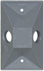 Cooper Crouse-Hinds - 2 Outlet, 1/2" Hole Diam, Powder Coat Finish, Rectangle Noncorrosive Weatherproof Box Cover - 4-5/8" Long x 2-7/8" Wide x 1-1/16" High, Wet Locations, Aluminum, UL Listed - Strong Tooling