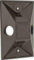 Cooper Crouse-Hinds - 2 Outlet, 1/2" Hole Diam, Powder Coat Finish, Rectangle Noncorrosive Weatherproof Box Cover - 4-5/8" Long x 2-7/8" Wide x 1-1/16" High, Wet Locations, Aluminum, UL Listed - Strong Tooling