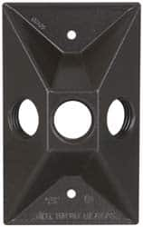 Cooper Crouse-Hinds - 3 Outlet, 1/2" Hole Diam, Powder Coat Finish, Rectangle Noncorrosive Weatherproof Box Cover - 4-5/8" Long x 2-7/8" Wide x 1-1/16" High, Wet Locations, Aluminum, UL Listed - Strong Tooling