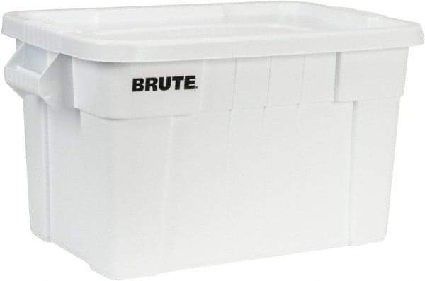 Rubbermaid - 20 Gal, 400 Lb Load Capacity White Polyethylene Tote Container - Nesting, 27.9" Long x 17.4" Wide x 15.1" High, Lid Included - Strong Tooling