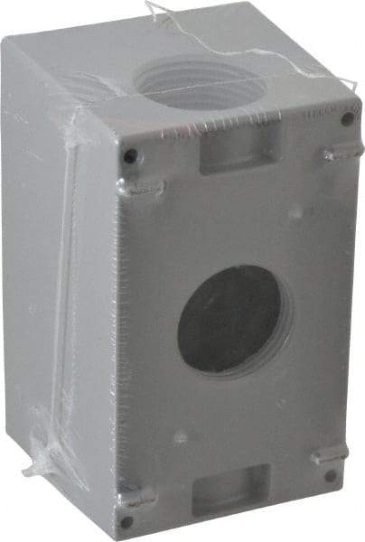 Cooper Crouse-Hinds - 1 Gang, (3) 1" Knockouts, Aluminum Rectangle Outlet Box - 4-1/4" Overall Height x 2-7/8" Overall Width x 2-21/32" Overall Depth, Weather Resistant - Strong Tooling