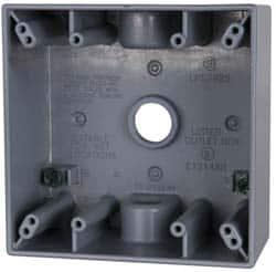 Cooper Crouse-Hinds - 2 Gang, (3) 1/2" Knockouts, Aluminum Rectangle Outlet Box - 4-9/16" Overall Height x 4-5/8" Overall Width x 2-1/16" Overall Depth, Weather Resistant - Strong Tooling