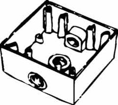 Cooper Crouse-Hinds - 2 Gang, (3) 1/2" Knockouts, Aluminum Rectangle Outlet Box - 4-9/16" Overall Height x 4-5/8" Overall Width x 2-1/16" Overall Depth, Weather Resistant - Strong Tooling