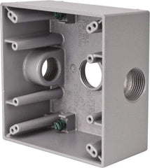 Cooper Crouse-Hinds - 2 Gang, (3) 3/4" Knockouts, Aluminum Rectangle Outlet Box - 4-9/16" Overall Height x 4-5/8" Overall Width x 2-1/16" Overall Depth, Weather Resistant - Strong Tooling