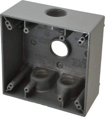 Cooper Crouse-Hinds - 2 Gang, (4) 3/4" Knockouts, Aluminum Rectangle Outlet Box - 4-9/16" Overall Height x 4-5/8" Overall Width x 2-1/16" Overall Depth, Weather Resistant - Strong Tooling