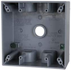 Cooper Crouse-Hinds - 2 Gang, (5) 1/2" Knockouts, Aluminum Rectangle Outlet Box - 4-9/16" Overall Height x 4-5/8" Overall Width x 2-1/16" Overall Depth, Weather Resistant - Strong Tooling