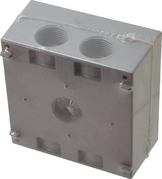 Cooper Crouse-Hinds - 2 Gang, (5) 3/4" Knockouts, Aluminum Rectangle Outlet Box - 4-9/16" Overall Height x 4-5/8" Overall Width x 2-1/16" Overall Depth, Weather Resistant - Strong Tooling